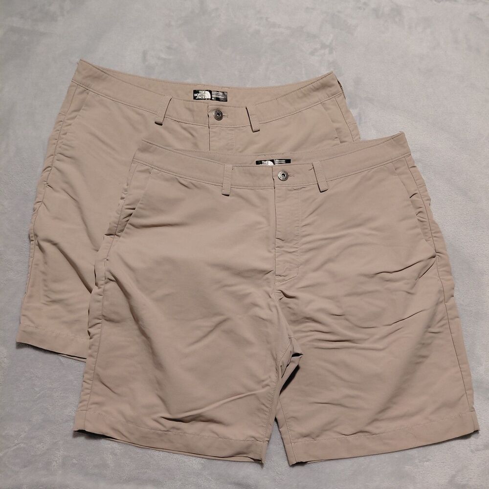 Lot of 2 North Face Rockaway Shorts Sz 38 Beige Hiking Utility FlashDry EUC